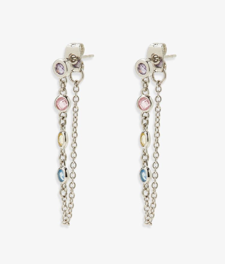 Pastel Gemstone Chain Drop Earrings