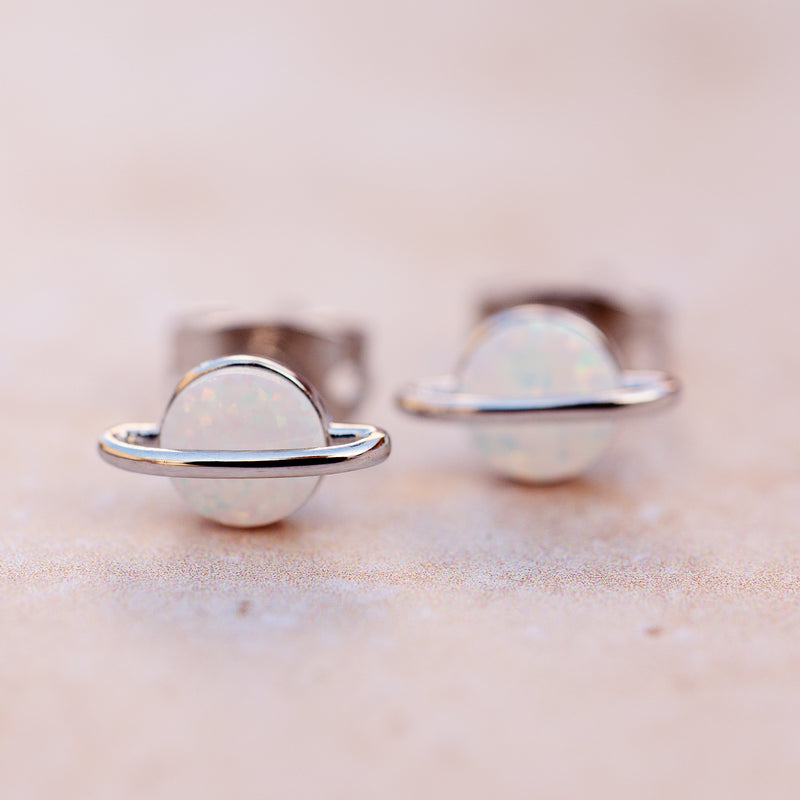 Opal Saturn Stud Earrings 4
