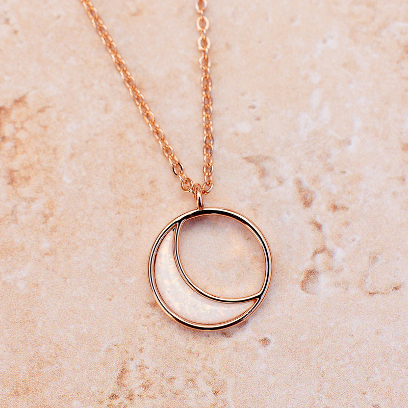 Opal Crescent Charm Necklace 5