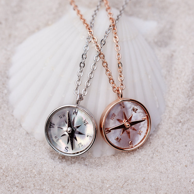 Mother of Pearl Compass Necklace 4
