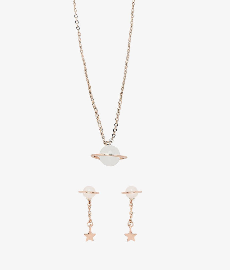 Saturn Necklace & Earring Set